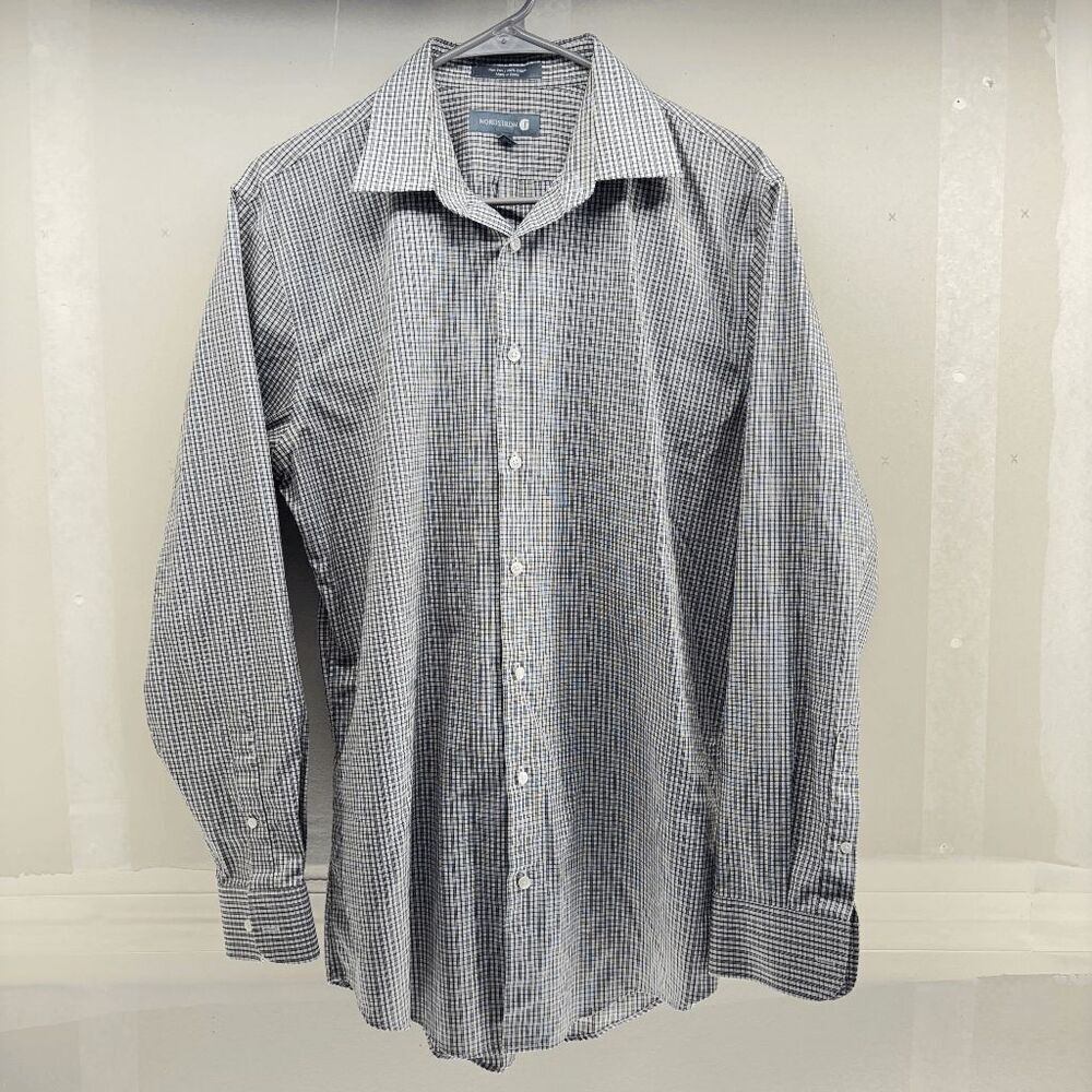 Nordstrom Rack Men’s Shirt Trim Fit Button Up Plaid Long Sleeve Size 16 34/35 L
